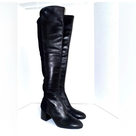 Stuart Weitzman Stand Stretch Black 50/50 Knee Boots 7.5